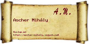 Ascher Mihály névjegykártya