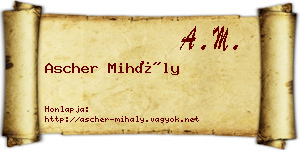 Ascher Mihály névjegykártya
