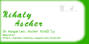 mihaly ascher business card